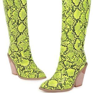 Acid Lime Green Snakeskin Boots